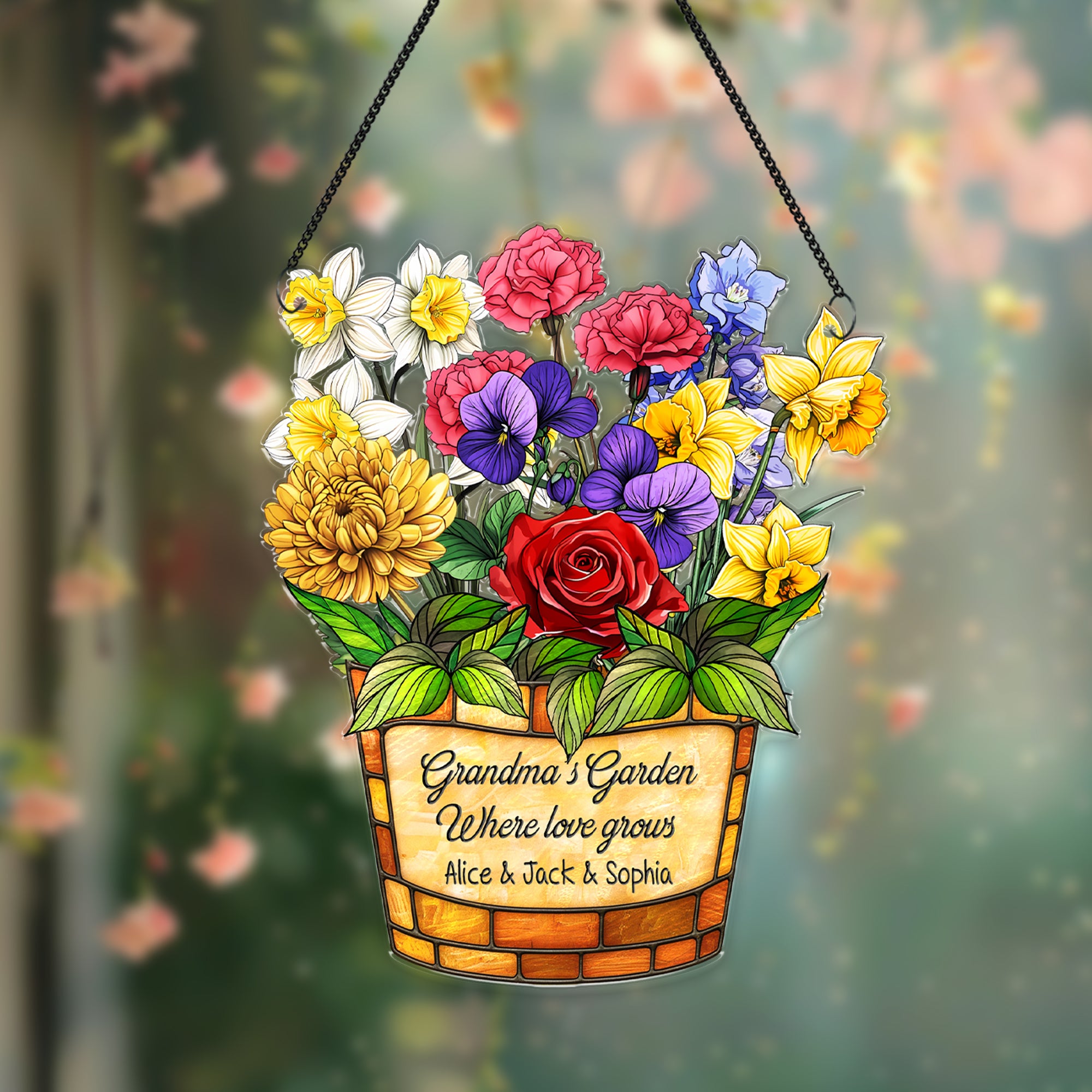 Flower Stained Glass Suncatcher