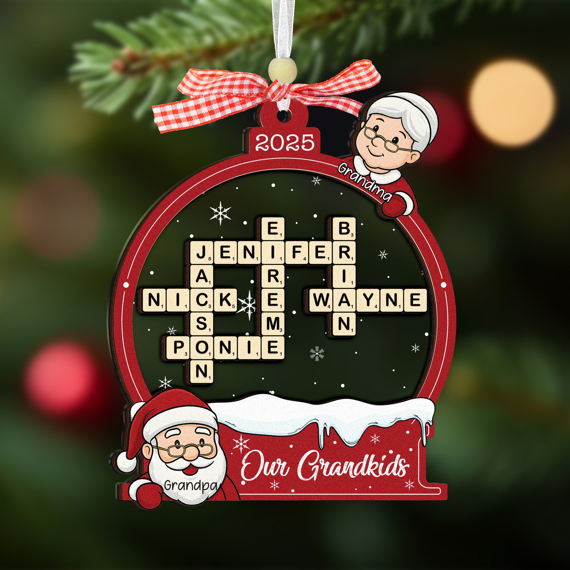 Family Crossword Christmas Ornament