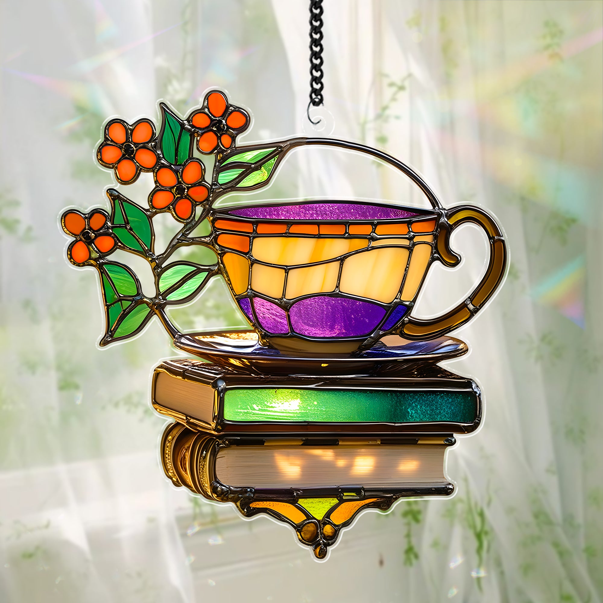 Book Stained Glass Suncatcher