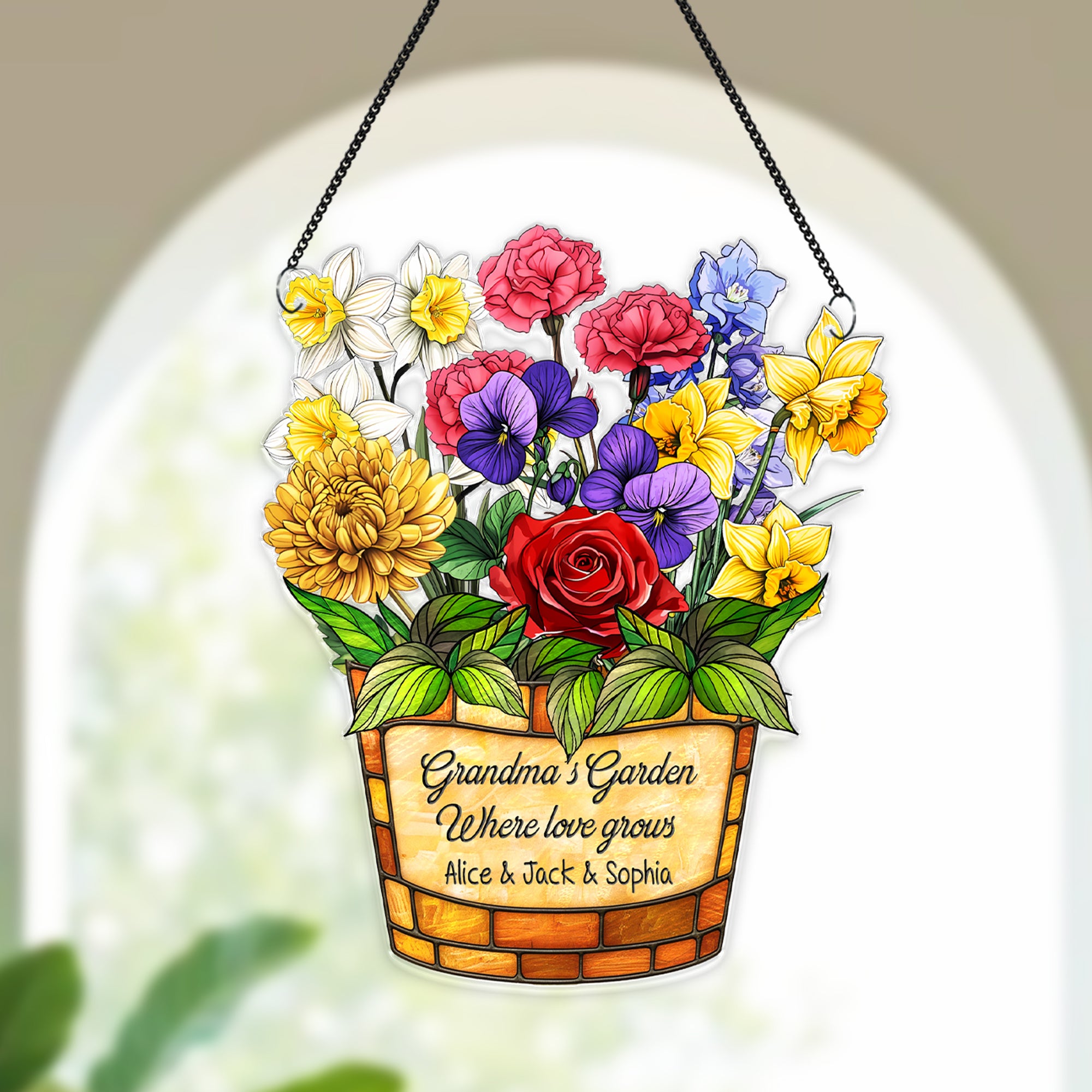 Flower Stained Glass Suncatcher