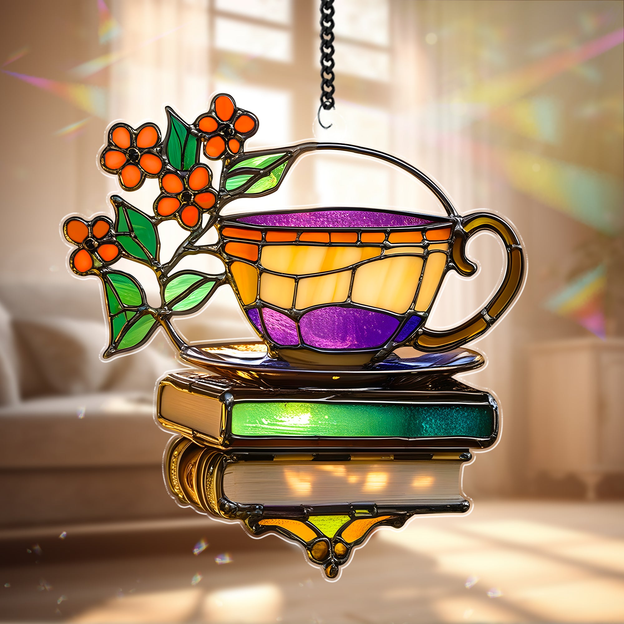 Book Stained Glass Suncatcher