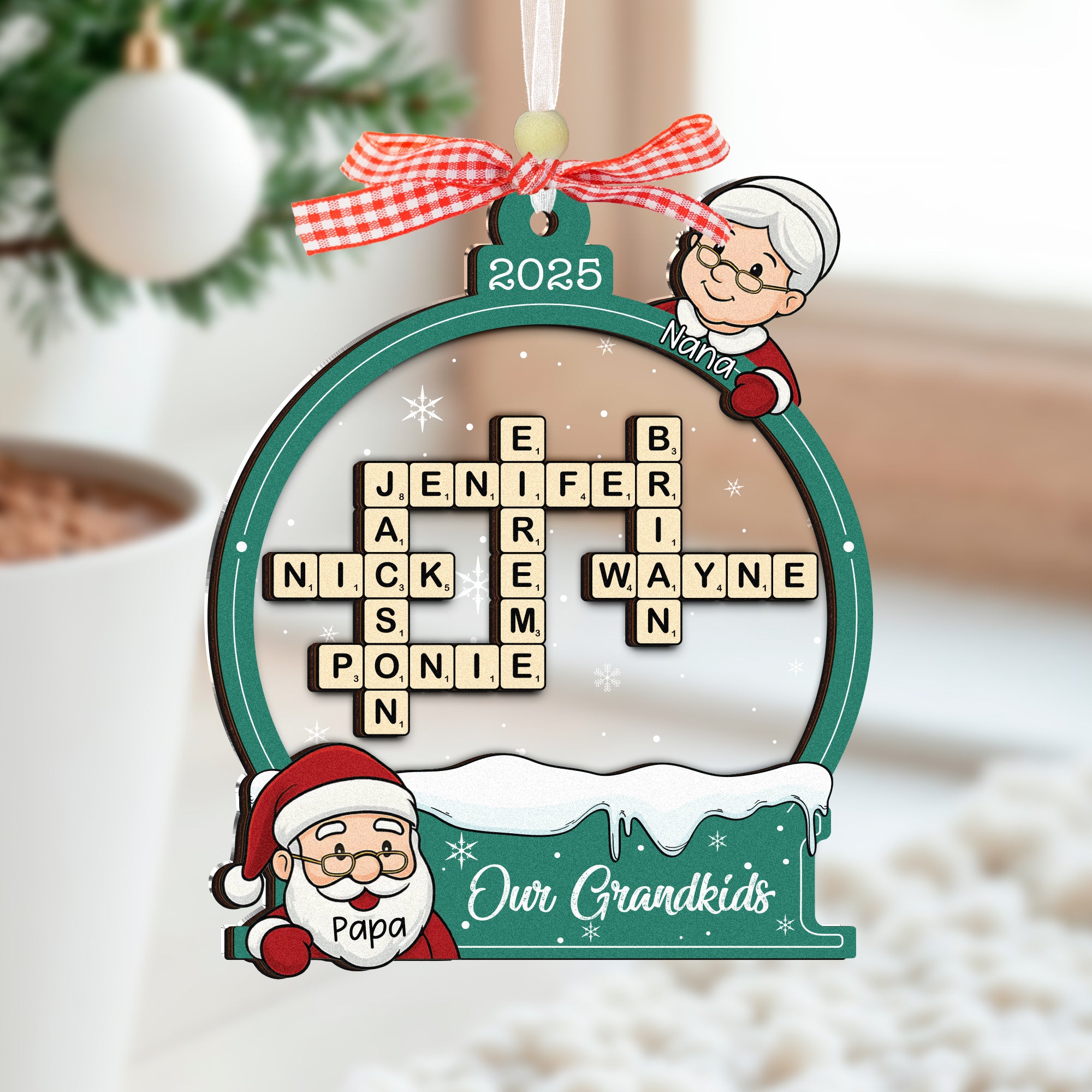 Family Crossword Christmas Ornament