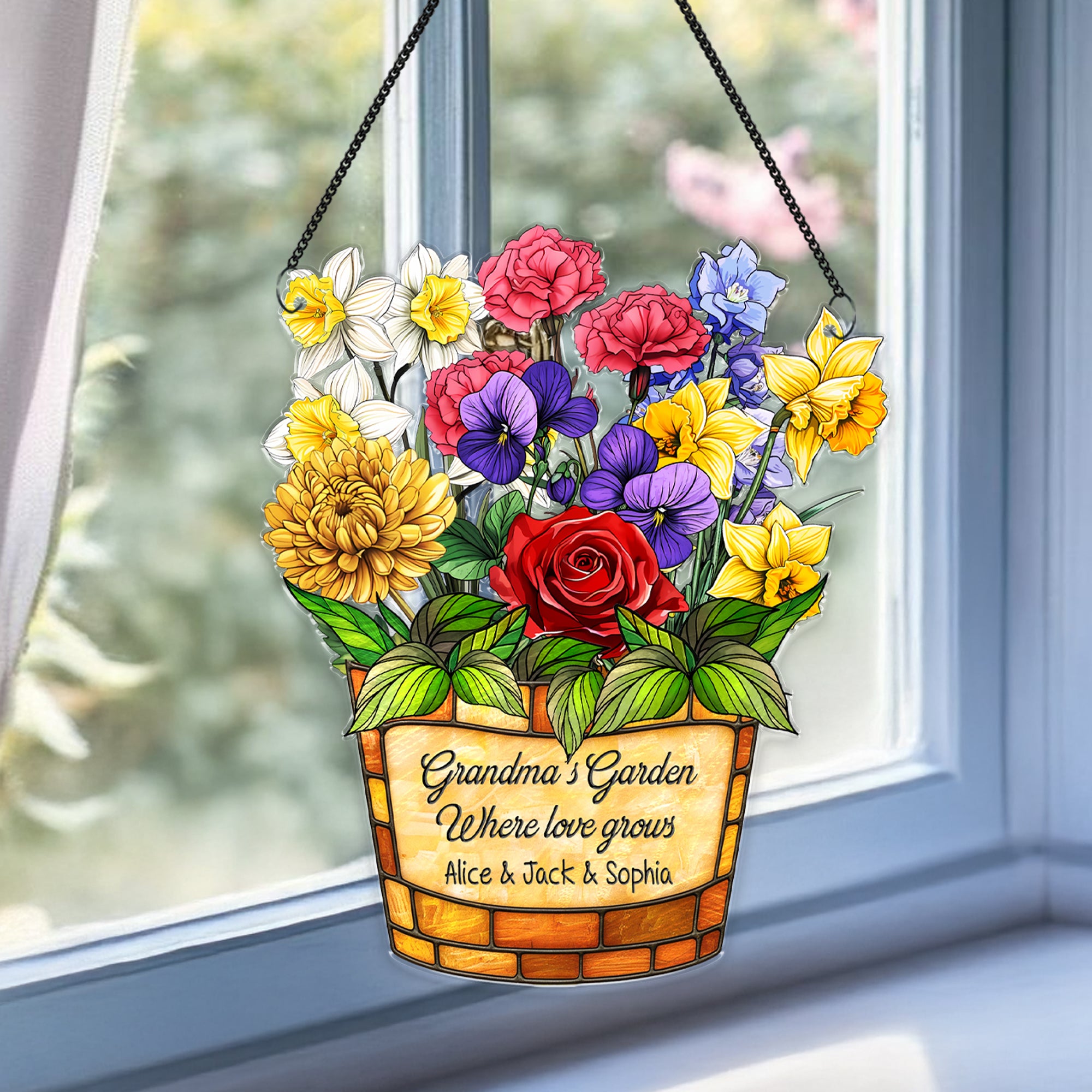 Flower Stained Glass Suncatcher