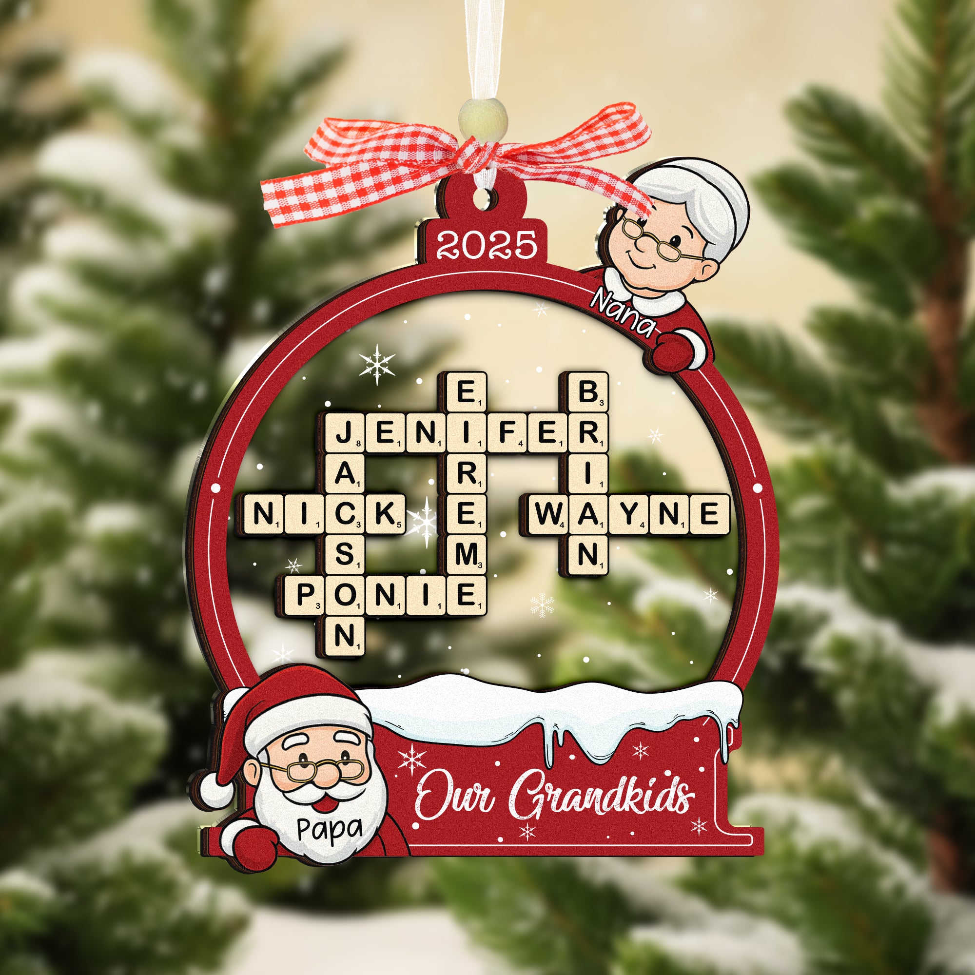 Family Crossword Christmas Ornament