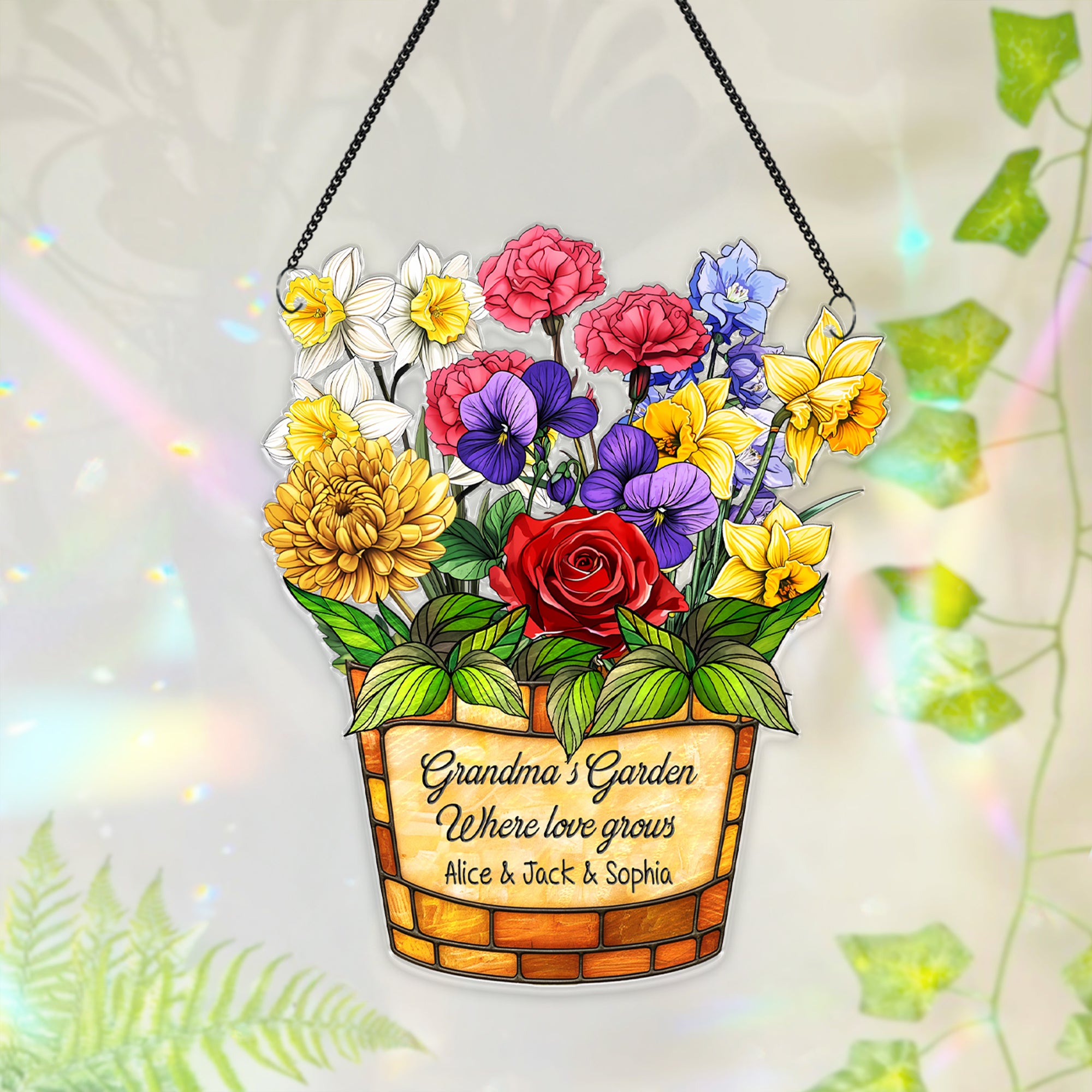 Flower Stained Glass Suncatcher