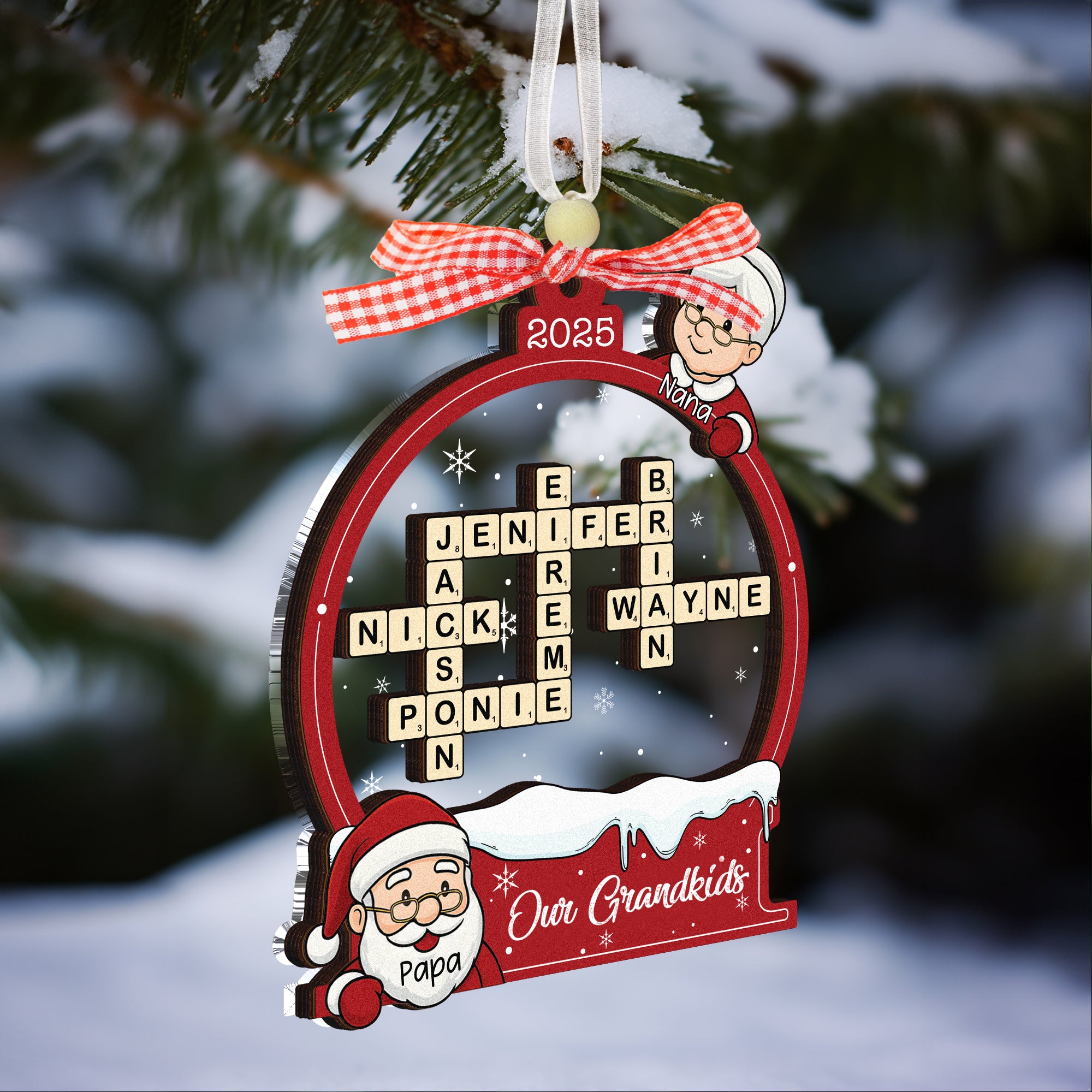 Family Crossword Christmas Ornament