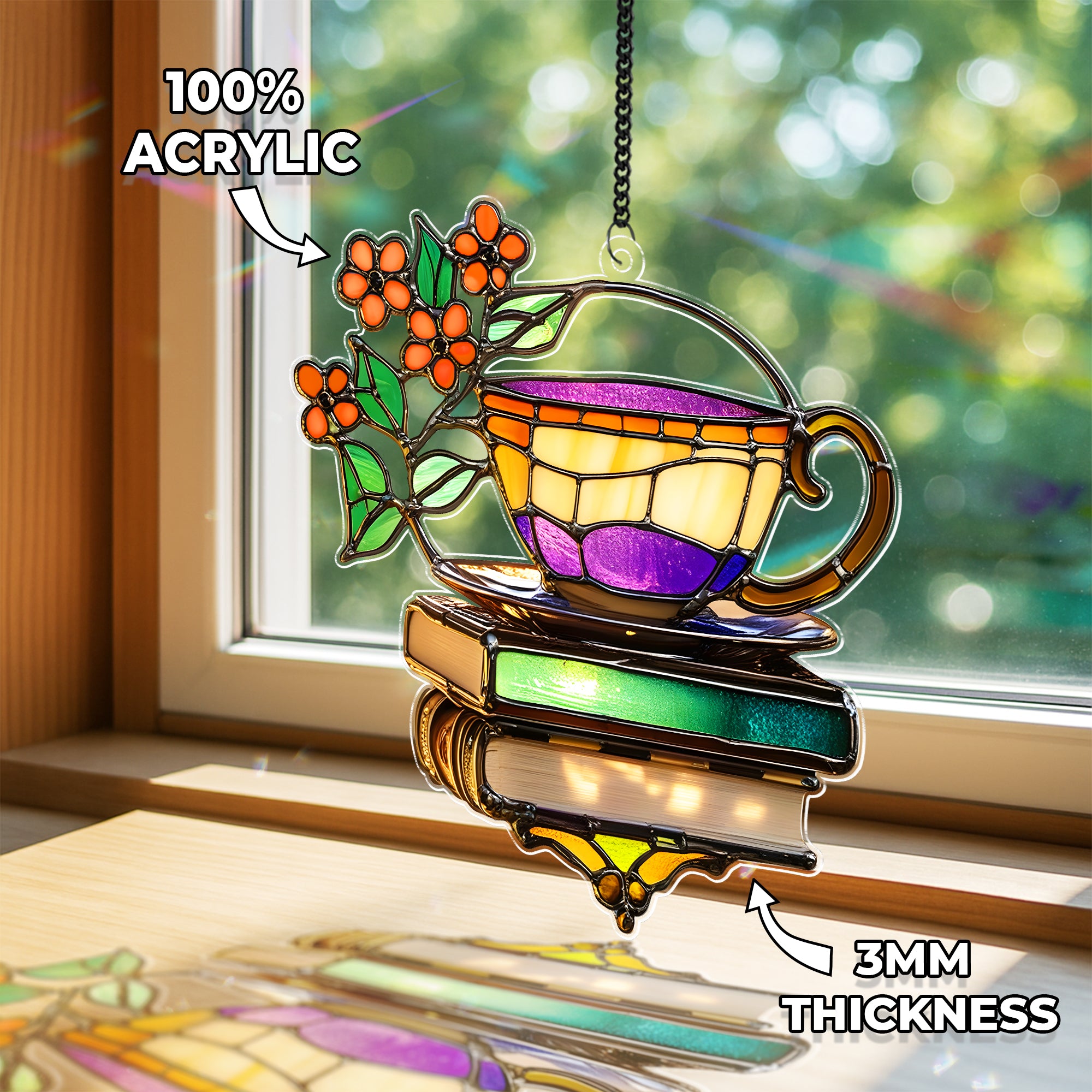 Book Stained Glass Suncatcher